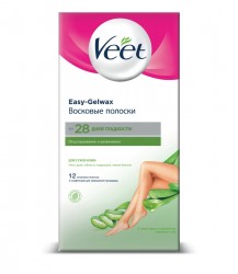 Восковые полоски для депиляции, Veet (Вит) №12 для сухой кожи технология Изи-Гельвокс (алоэ вера аромат лотоса)