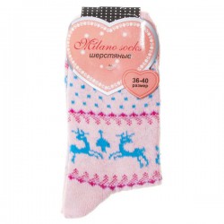 Носки женские, Milano Socks (Милано Сокс) р. 36-40 №200 шерстяные рисунок №4 розовые